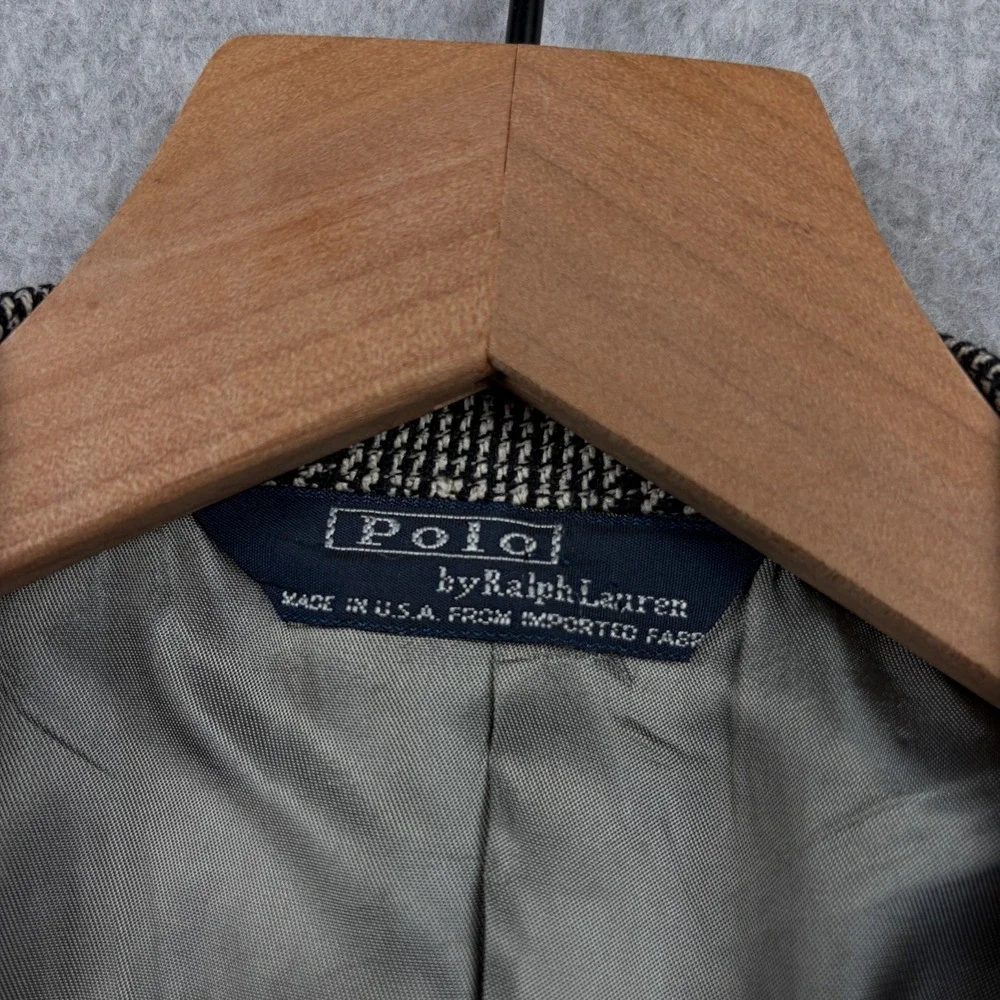 Vintage Polo Ralph Lauren Blazer Mens 42L Gray Glen Plaid Wool Silk USA 90s